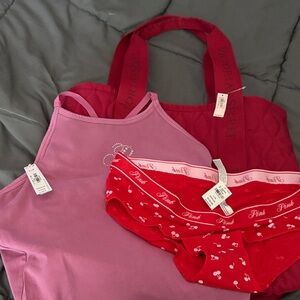 Victoria's Secret Pink and Red Panties Set